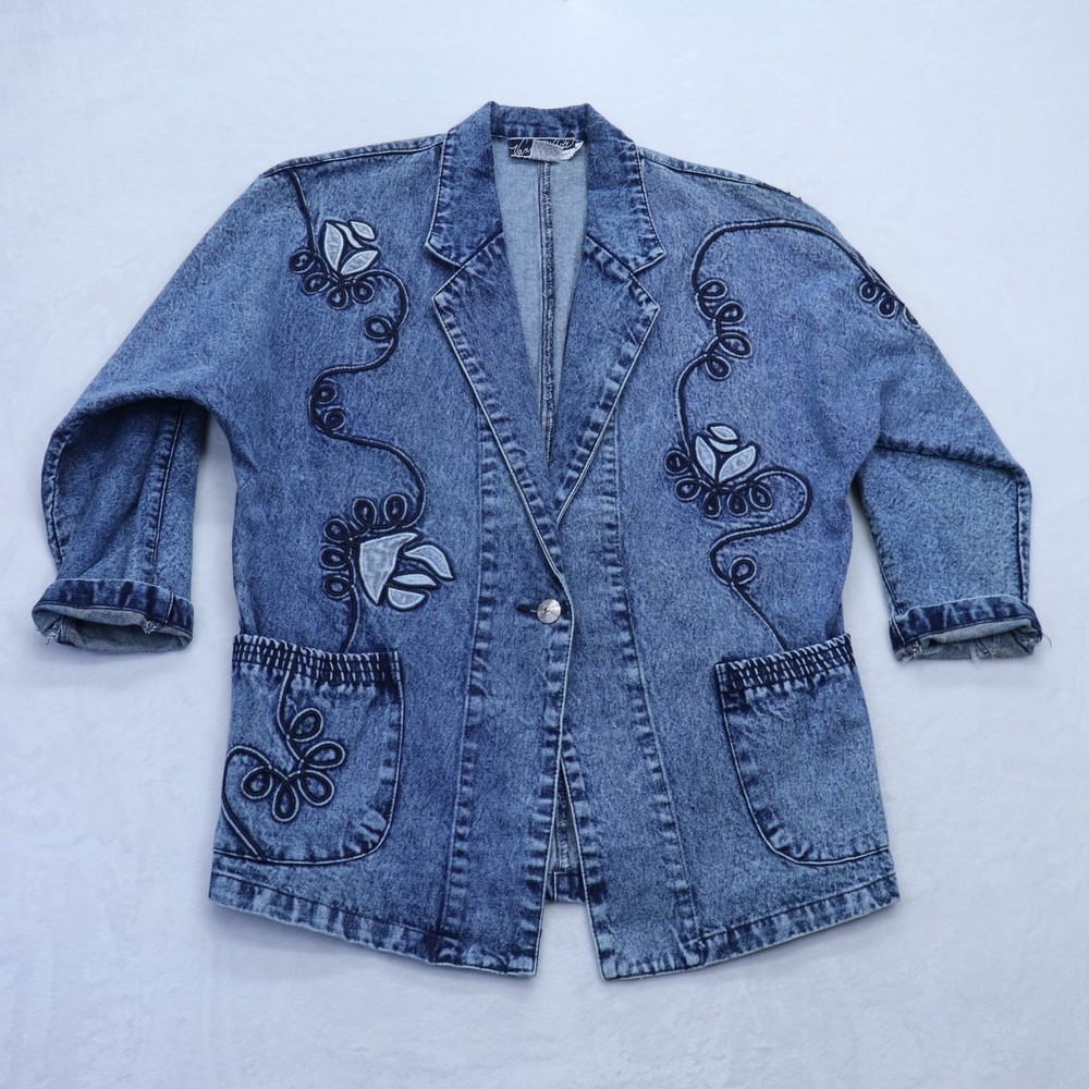 Vintage Vanna White Jean Blazer women's Size M